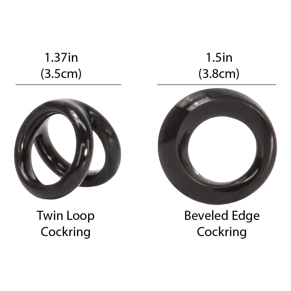 Double Loops Silicone Cock Rings in Black
