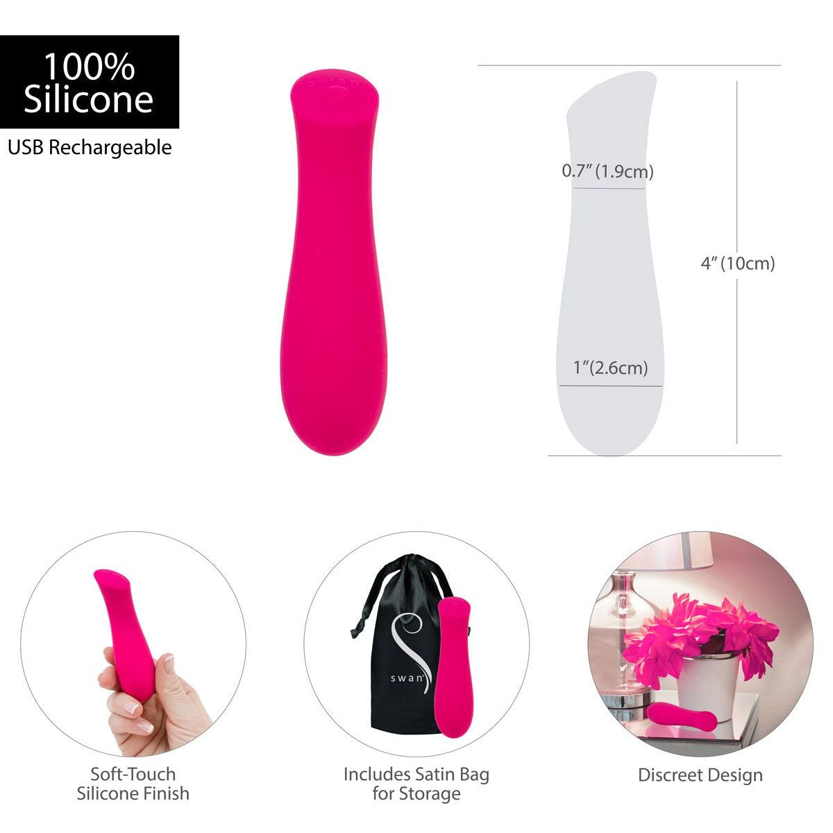 The Mini Swan Rose Vibrator in Pink