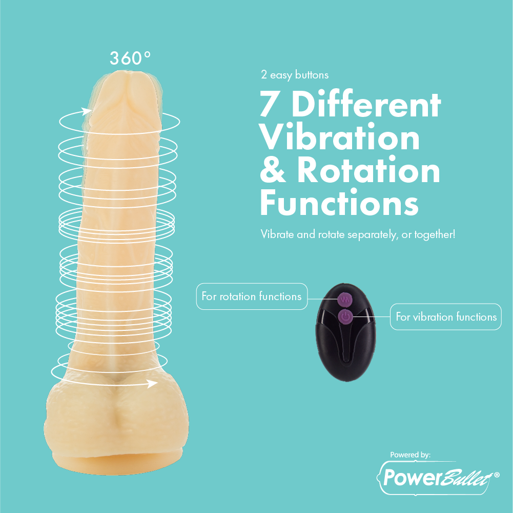 BMS PL Amazing Adam Vibrating & Rotating Ivory Dildo 7" with Remote