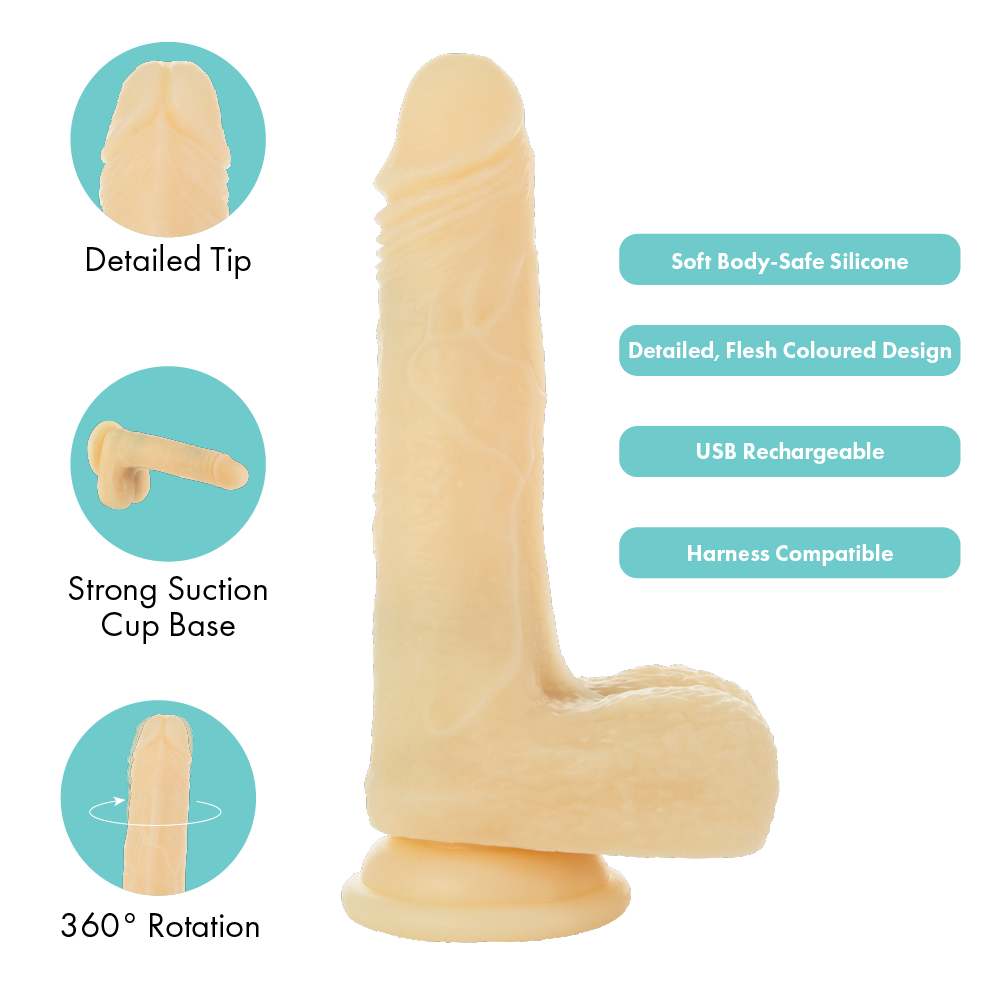 BMS PL Amazing Adam Vibrating & Rotating Ivory Dildo 7" with Remote