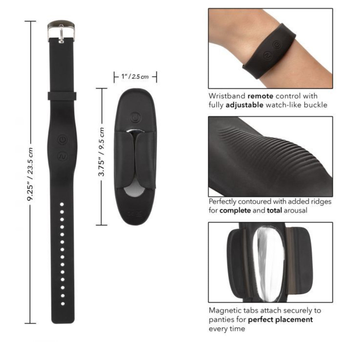 Lock-N-Play Wristband Remote Panty Teaser Vibrator in Black