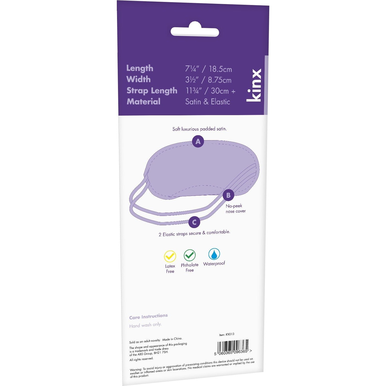 Kinx Tease & Please Padded Blindfold in Black - Red Mansion