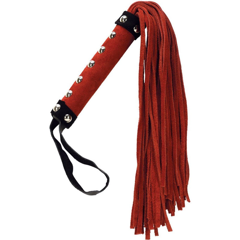 Large Studded Handle BDSM Flogger in Red
