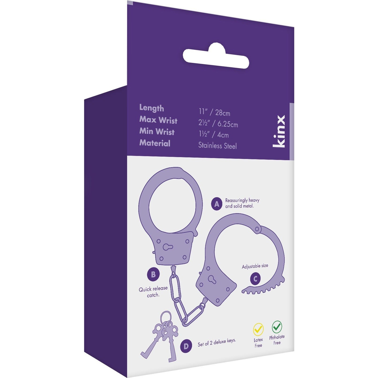 Kinx Heavy Metal Handcuffs in Silver - Red Mansion