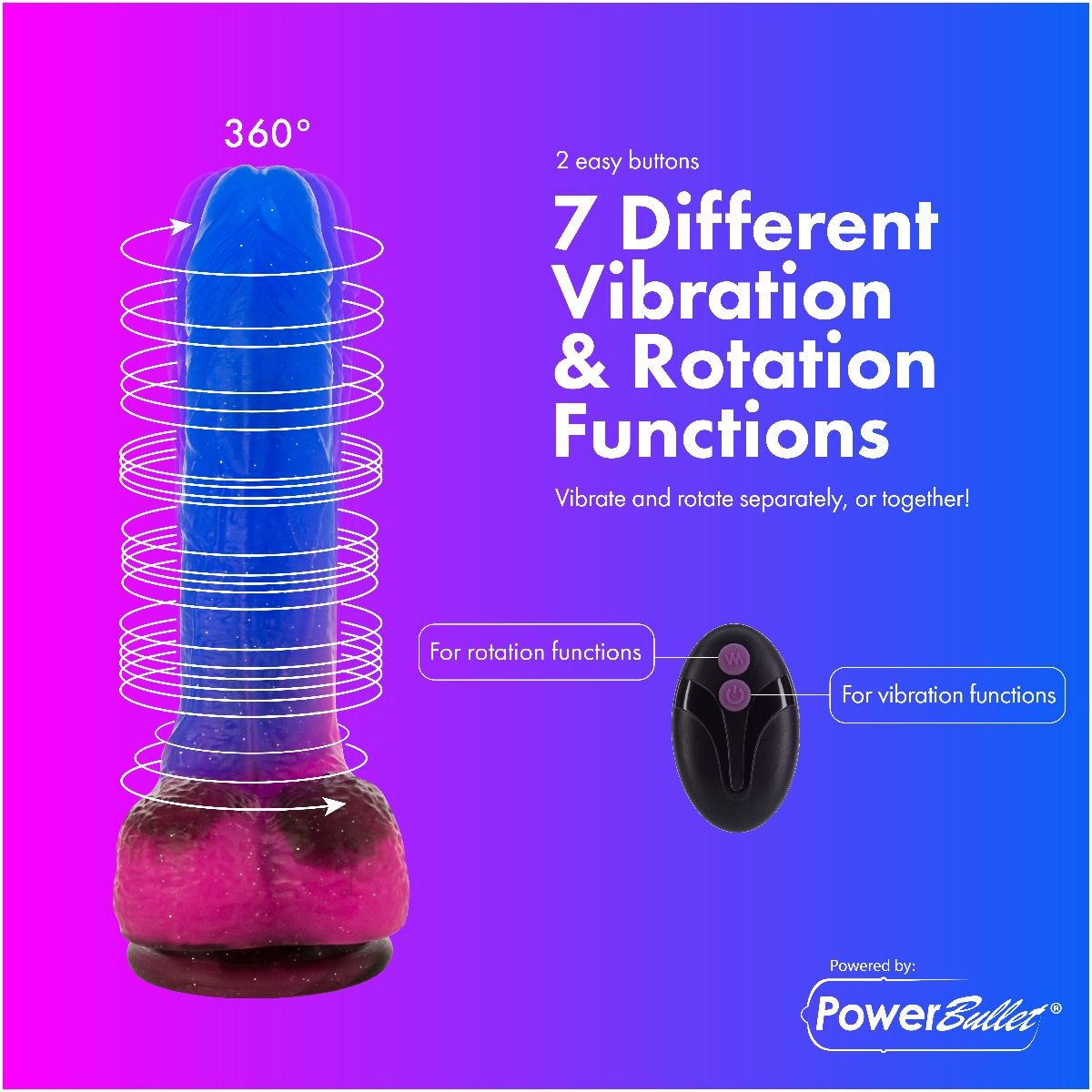BMS PL Vibrating & Rotating Cosmic Dildo 7" with Remote