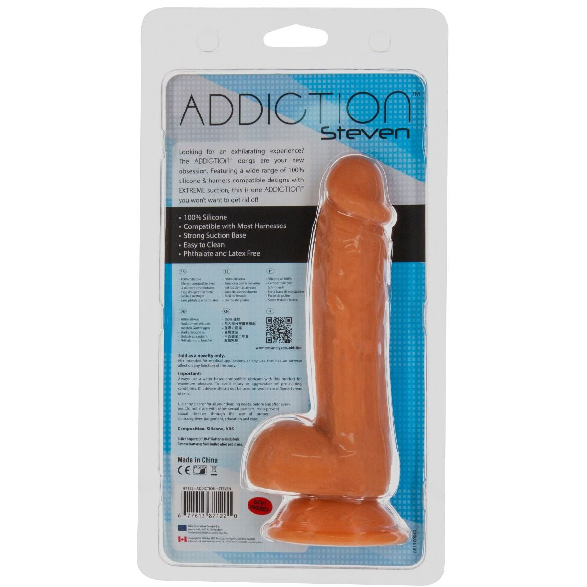 Addiction Steven 7.5" Silicone Dildo in Caramel