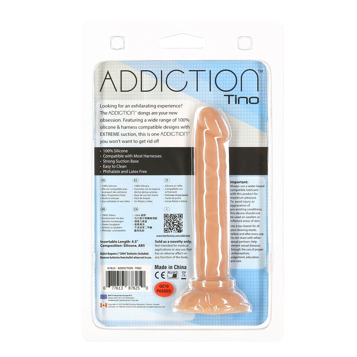 Addiction Tino 5.25" Silicone Dildo in Ivory