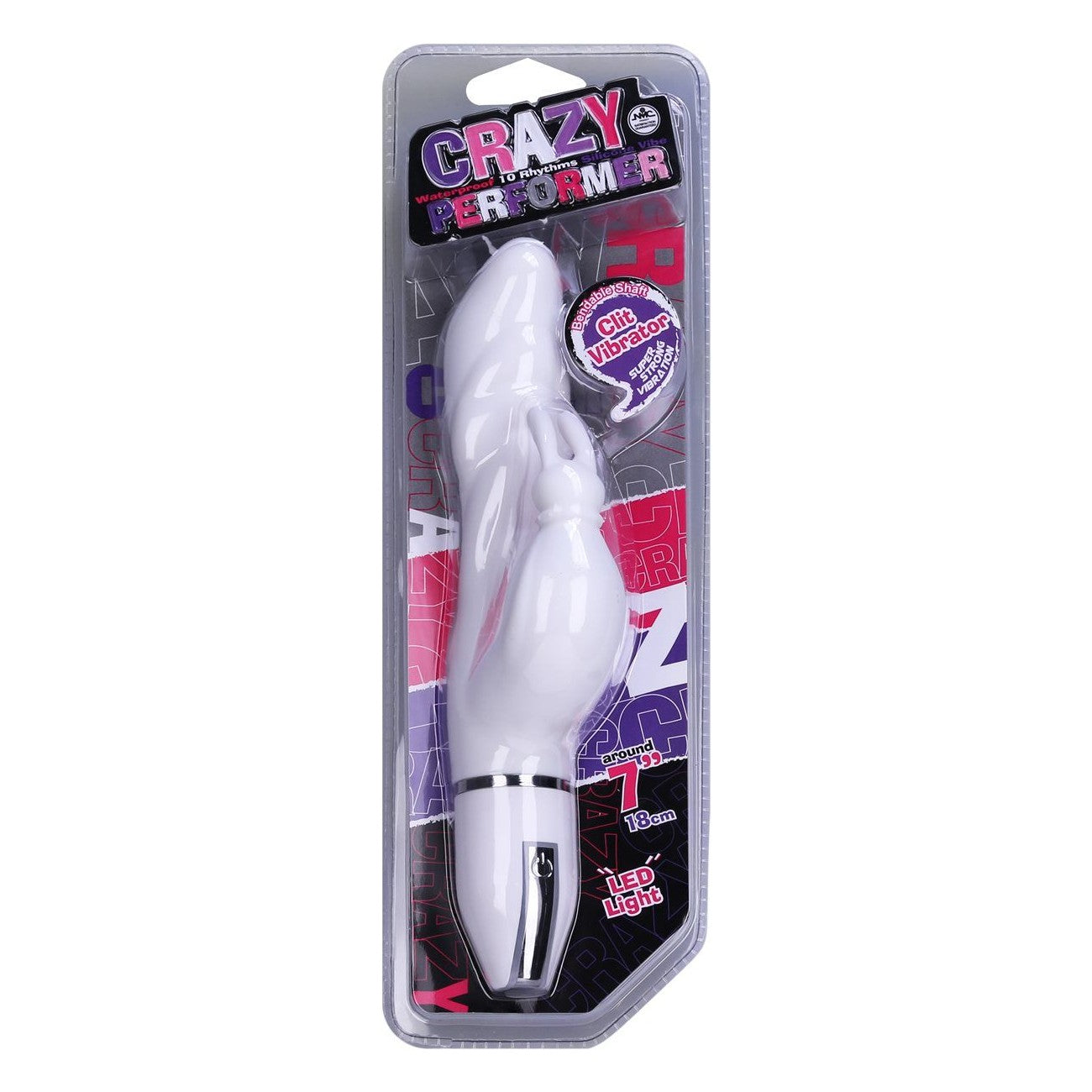 Crazy Performer Ripple Rabbit Vibrator 7" in White