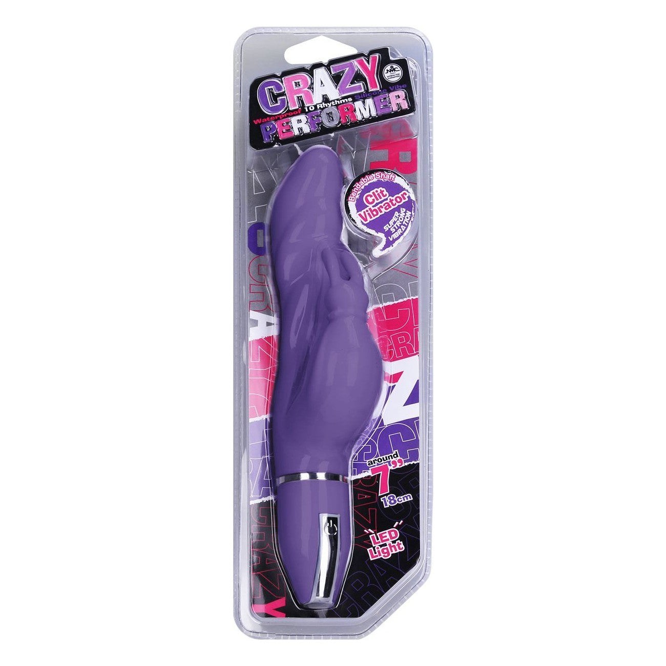 Crazy Performer Ripple Rabbit Vibrator 7" in Purple