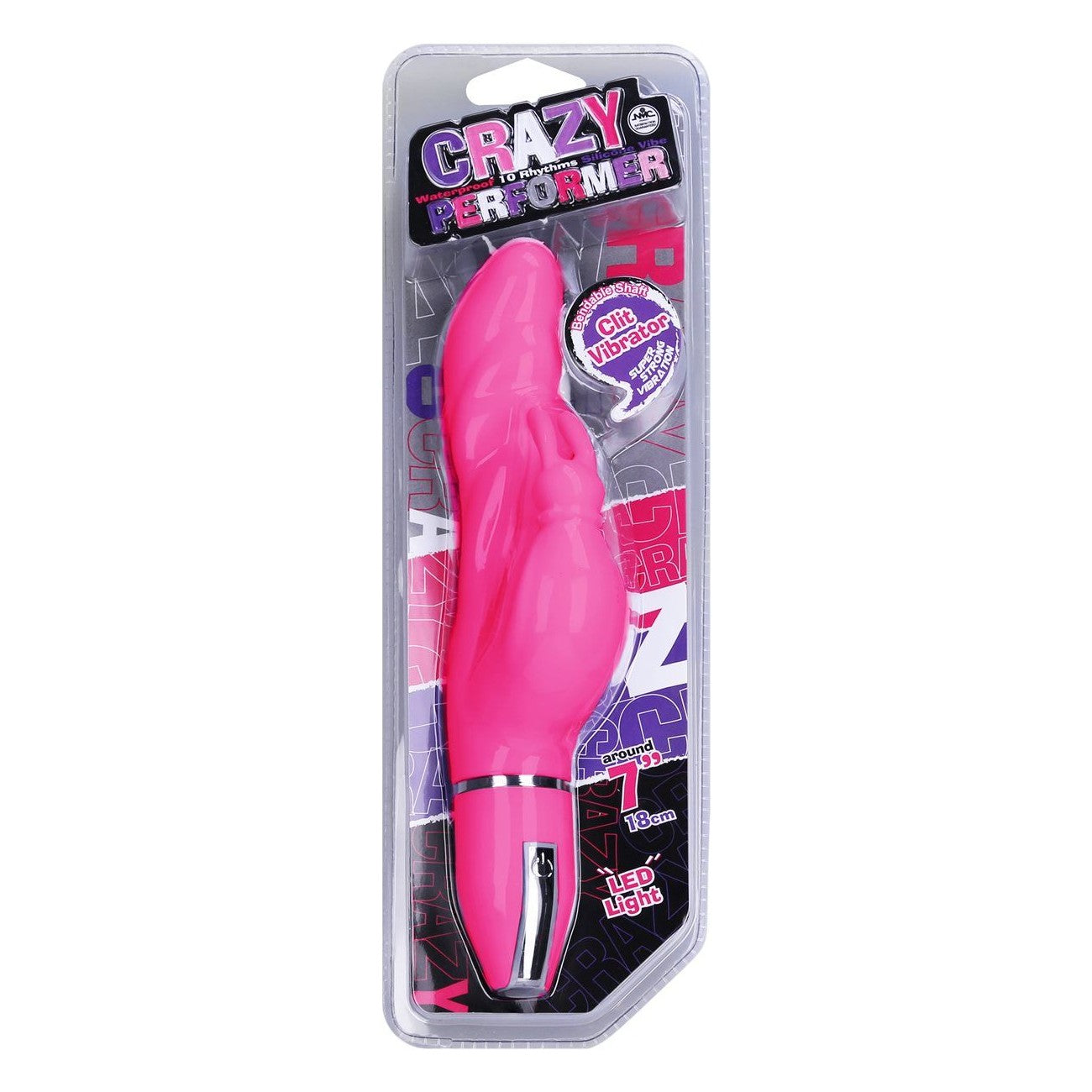 Crazy Performer Ripple Rabbit Vibrator 7" in Pink
