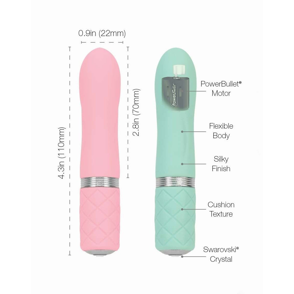 Pillow Talk Flirty Bullet Vibrator in Teal - Red Mansion