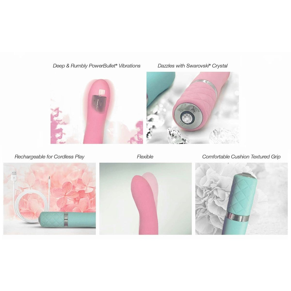 Pillow Talk Flirty Bullet Vibrator in Teal - Red Mansion