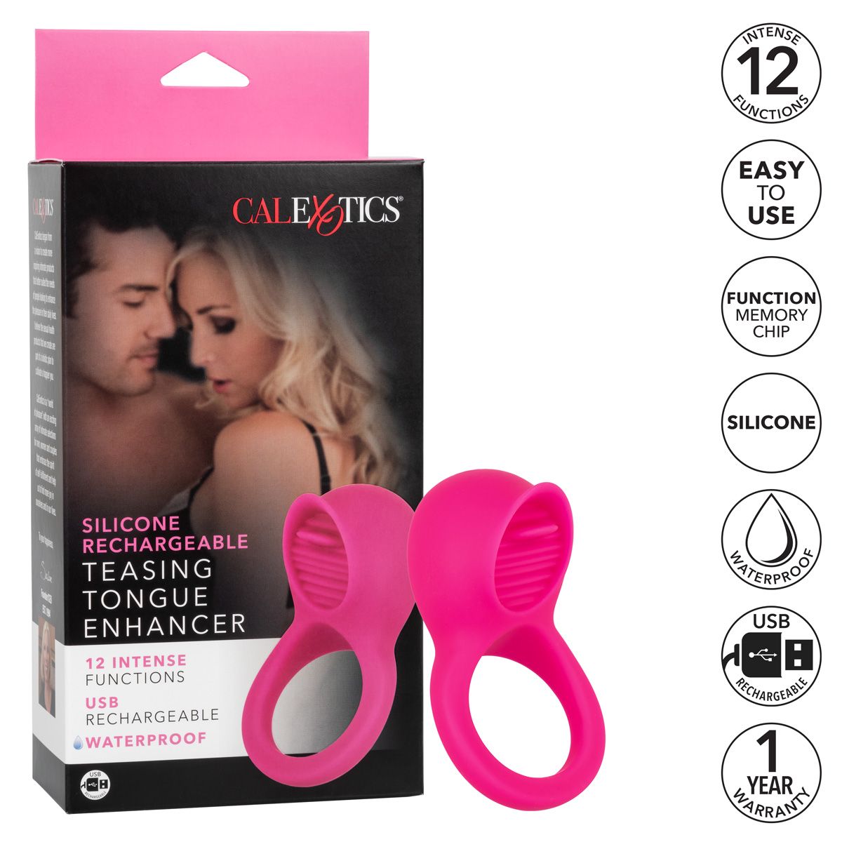 Teasing Tongue Enhancer Vibrating Cock Ring in Pink