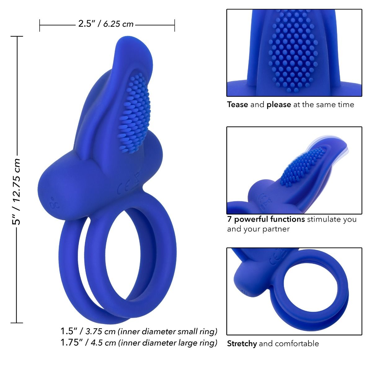 Dual Pleaser Enhancer Vibrating Cock Ring in Purple