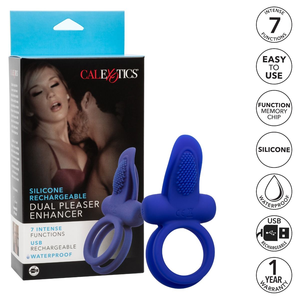 Dual Pleaser Enhancer Vibrating Cock Ring in Purple