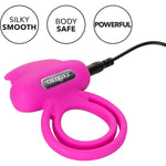 Dual Clit Flicker Vibrating Cock Ring in Pink